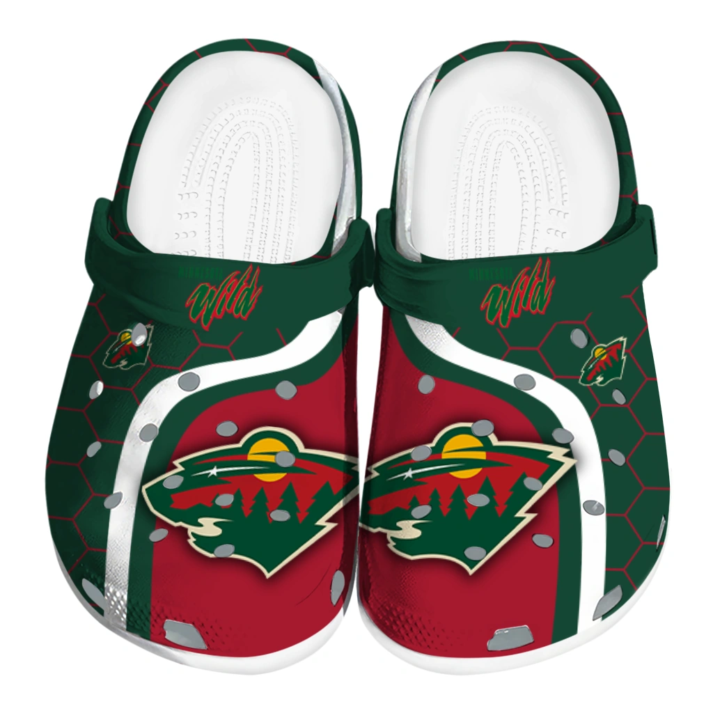 Minnesota Wild Hexagon Grid Clogs