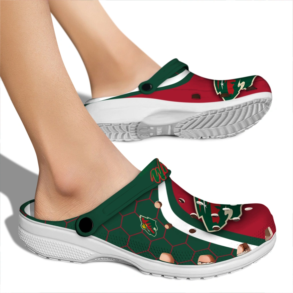 Minnesota Wild Hexagon Grid Clogs - Image 5