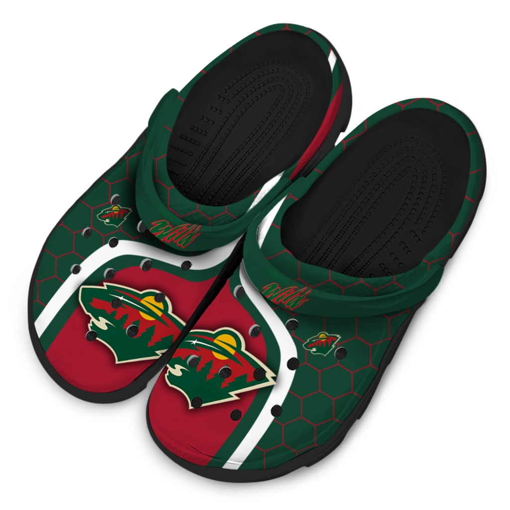 Minnesota Wild Hexagon Grid Clogs - Image 4