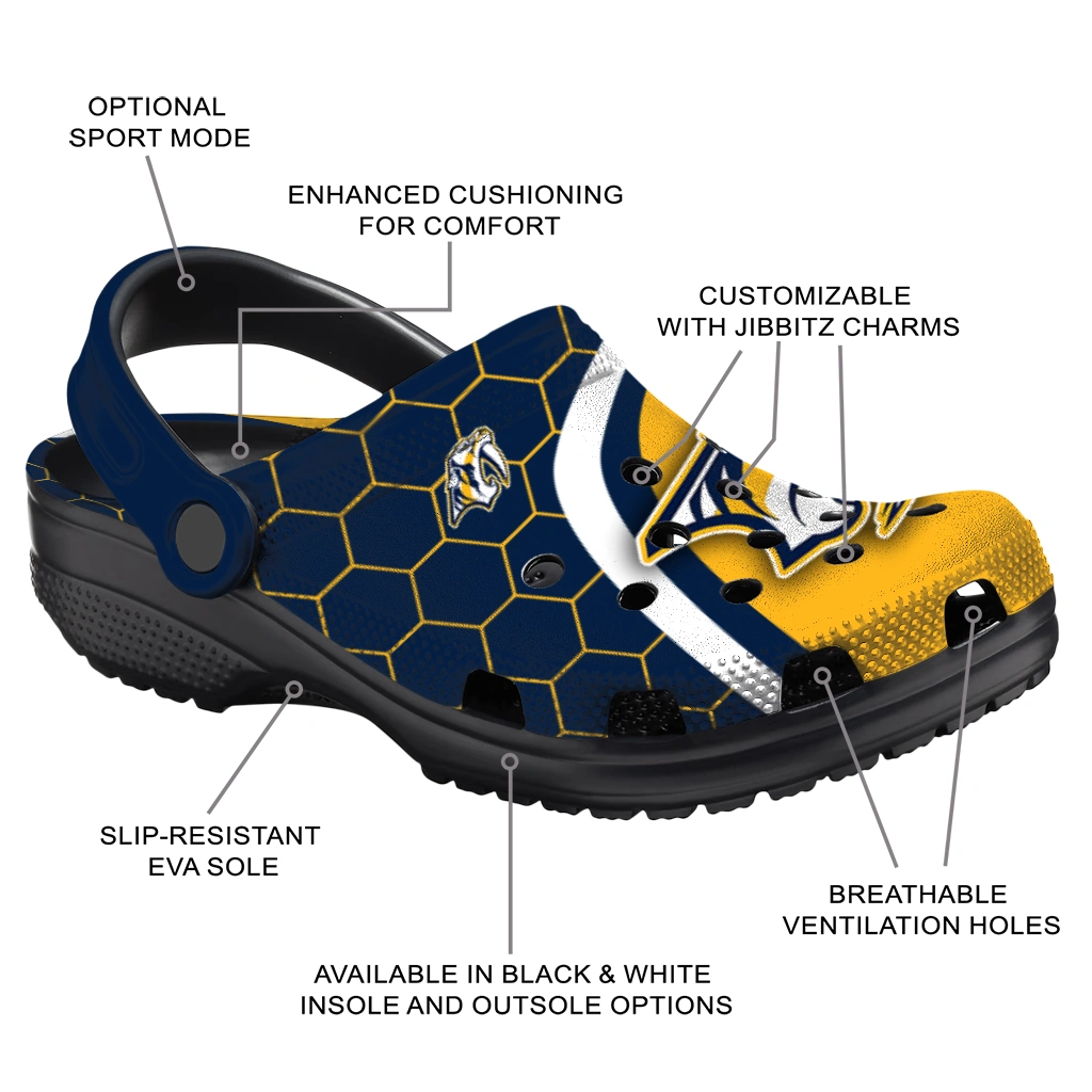 Nashville Predators Hexagon Grid Clogs - Image 3