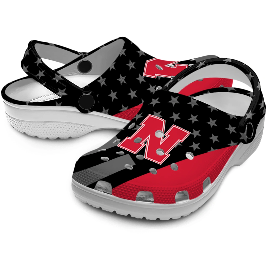nebraska-cornhuskers-stellar-stripes-theme-clogs-high-quality