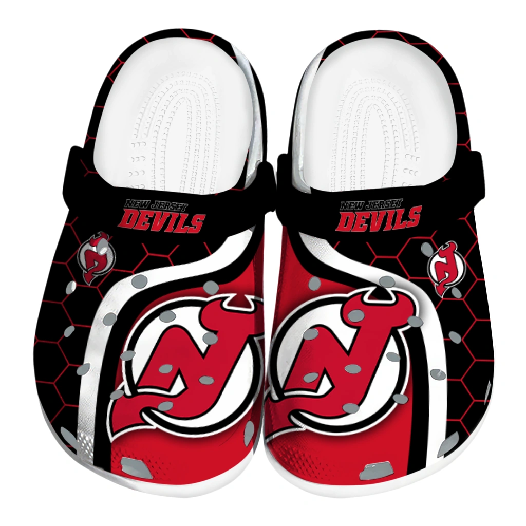 New Jersey Devils Hexagon Grid Clogs