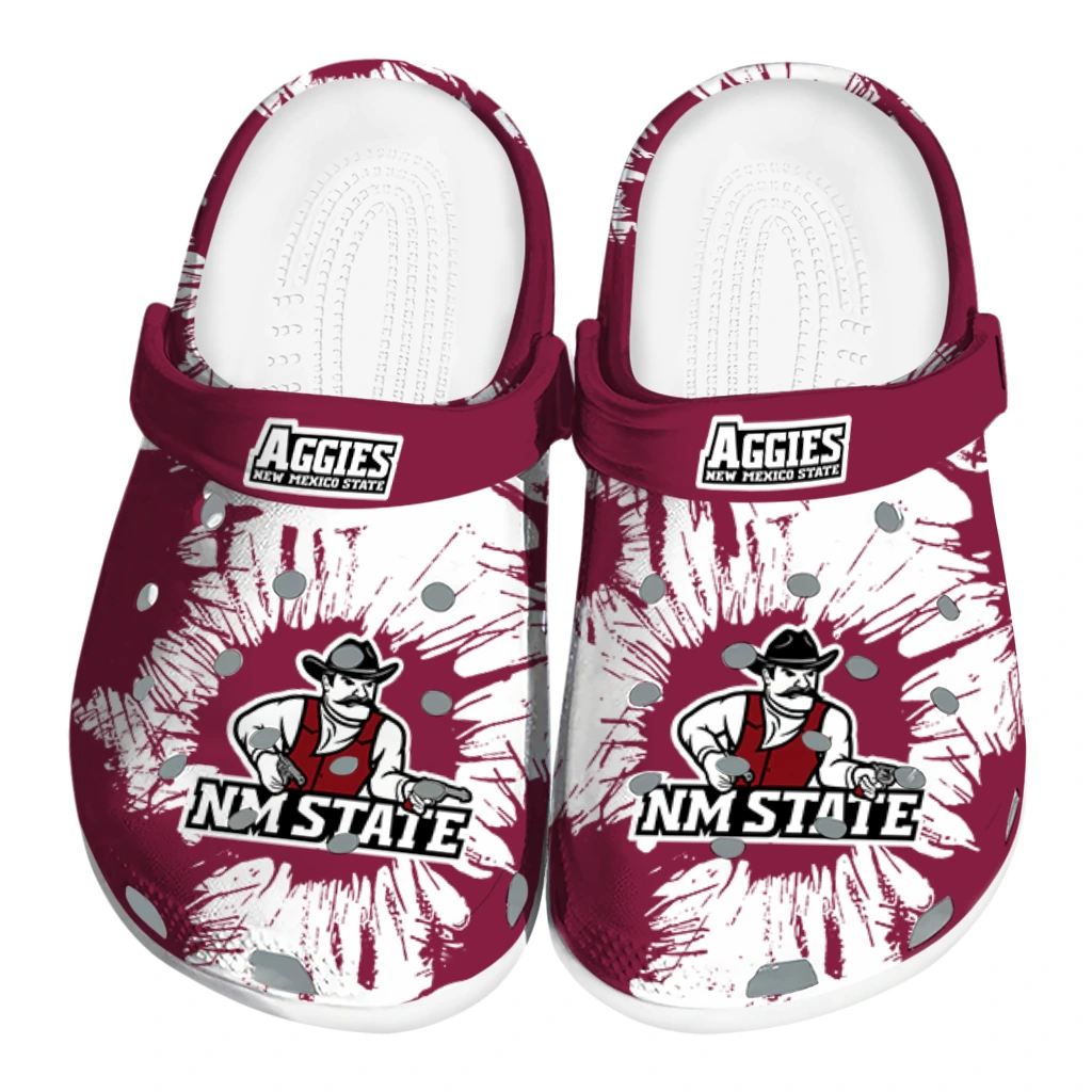new-mexico-state-aggies-splatter-graphics-clogs-best-selling new mexico state aggies splatter graphics clogs best selling