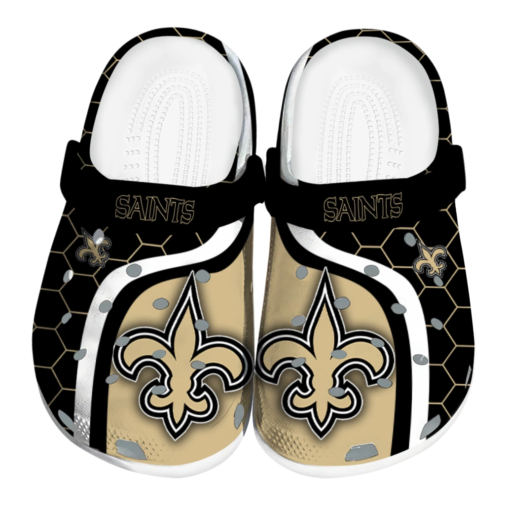 new-orleans-saints-hexagon-grid-clogs-best-selling new orleans saints hexagon grid clogs best selling