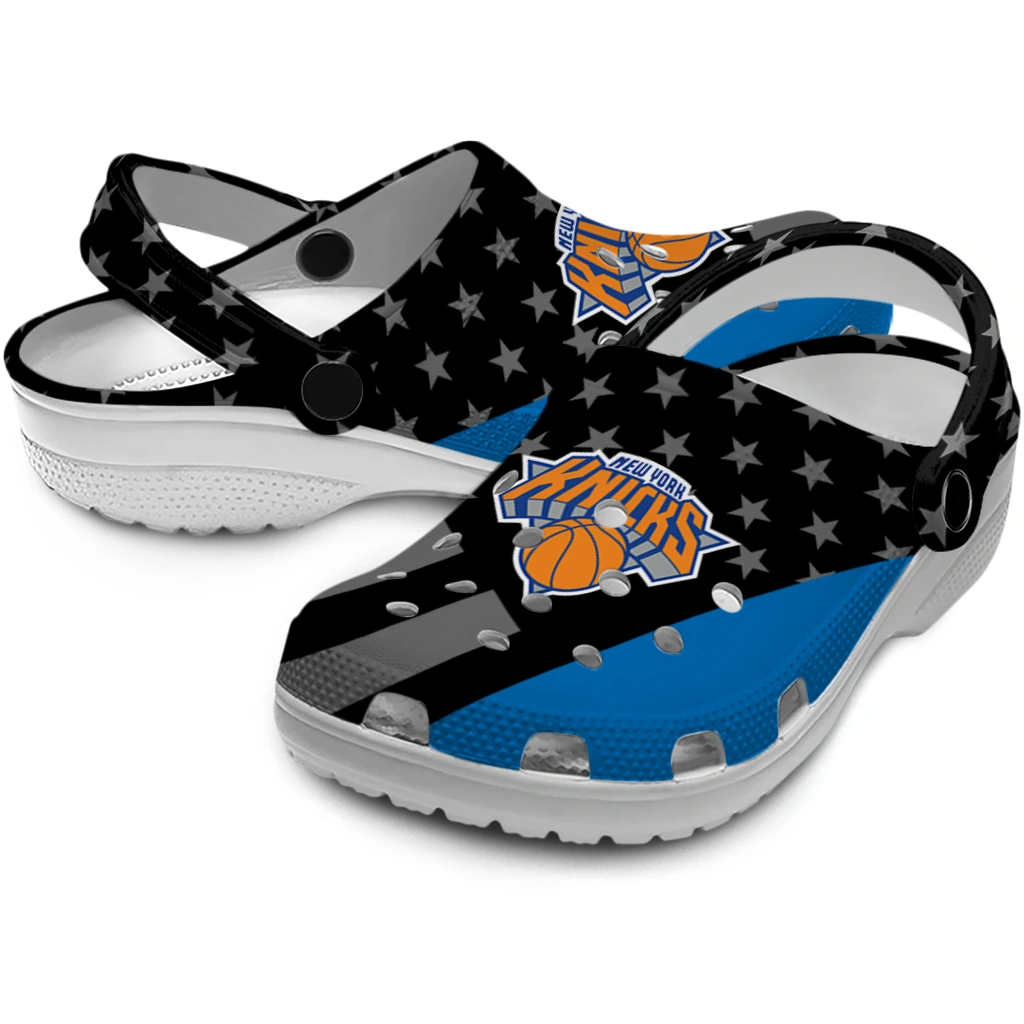 new-york-knicks-stellar-stripes-theme-clogs-high-quality