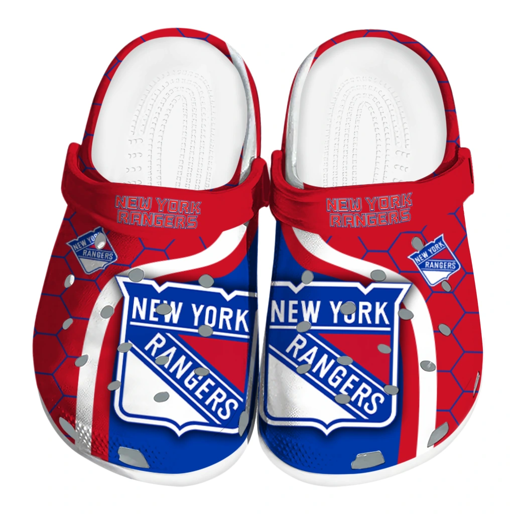 New York Rangers Hexagon Grid Clogs