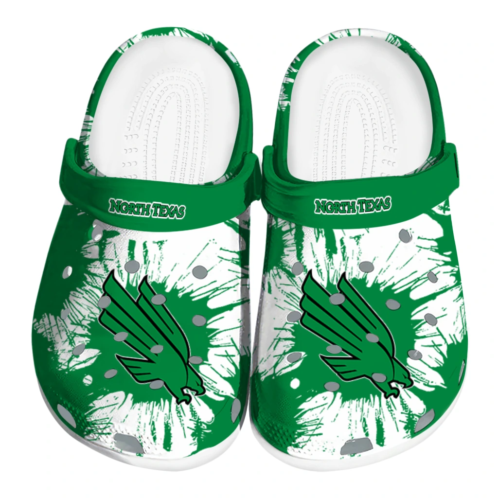 north-texas-mean-green-splatter-graphics-clogs-best-selling north texas mean green splatter graphics clogs best selling