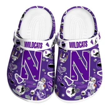 Northwestern Wildcats Football Icons Clogs