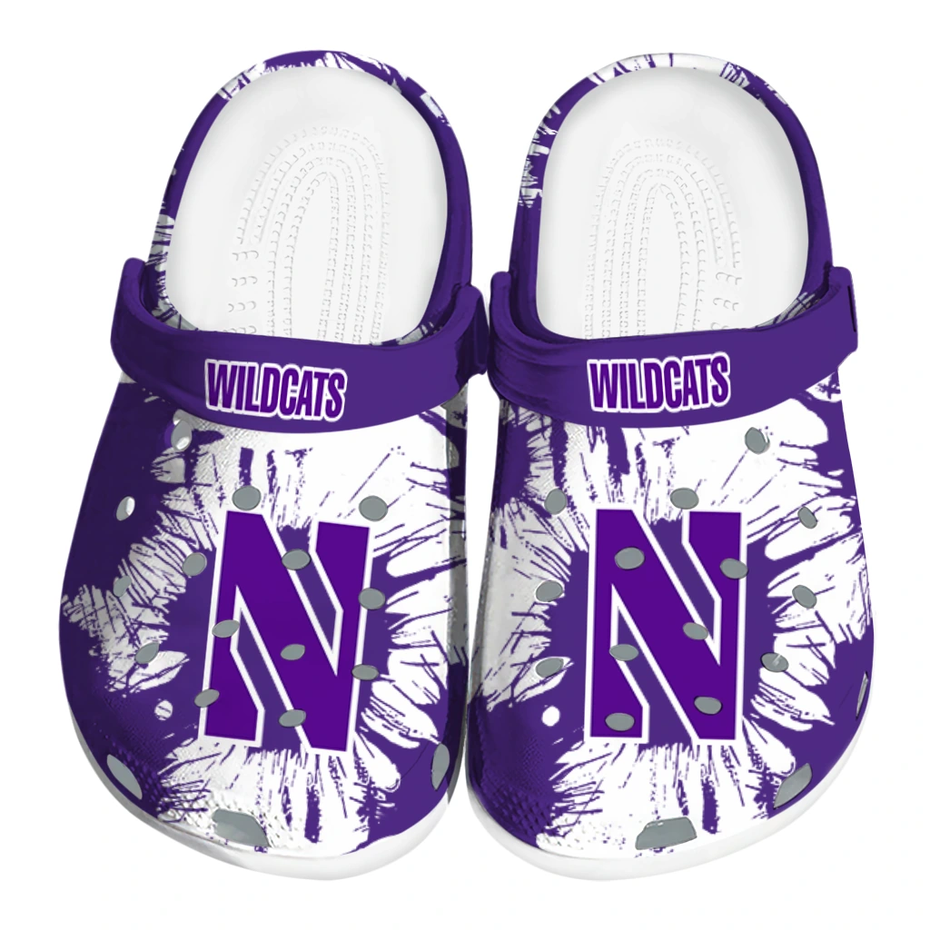 northwestern-wildcats-splatter-graphics-clogs-best-selling northwestern wildcats splatter graphics clogs best selling