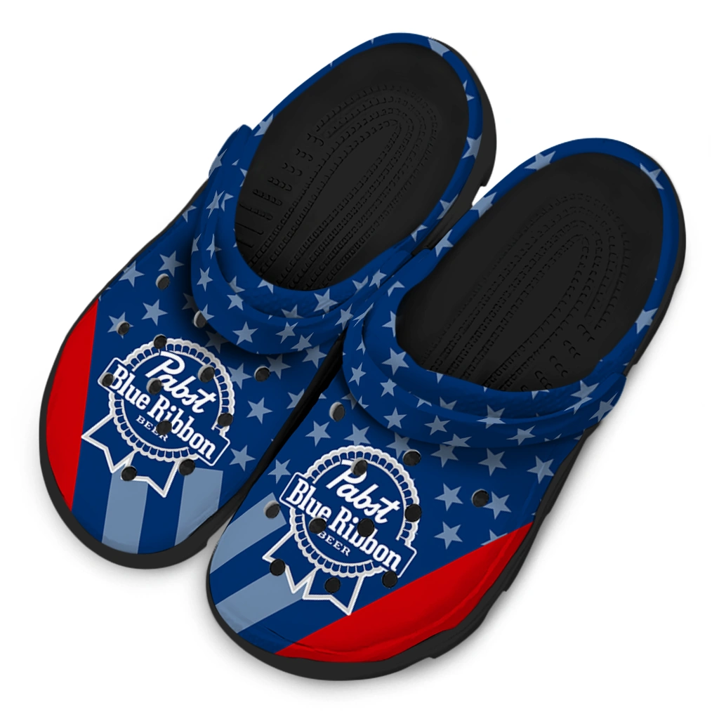 pabst-blue-ribbon-stars-blue-red-clogs-latest-model-hey-clogs.webp
