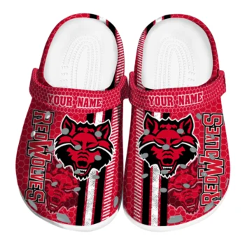 Personalized Arkansas State Red Wolves Contrasting Stripes Clogs