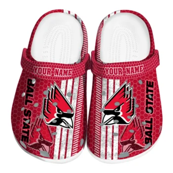 Personalized Ball State Cardinals Contrasting Stripes Clogs