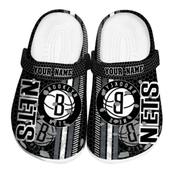 Personalized Brooklyn Nets Contrasting Stripes Clogs