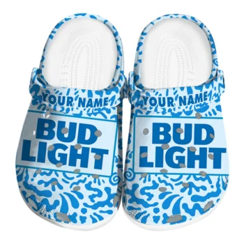 Personalized Bud light Blue Water Blue White Clogs