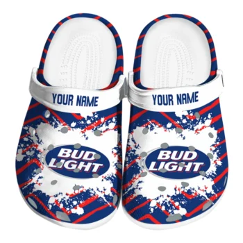 Personalized Bud light Brush Zigzag Blue Red Clogs