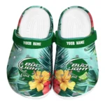 personalized-bud-light-hibiscus-paradise-green-red-clogs-best-selling-hey-clogs.webp