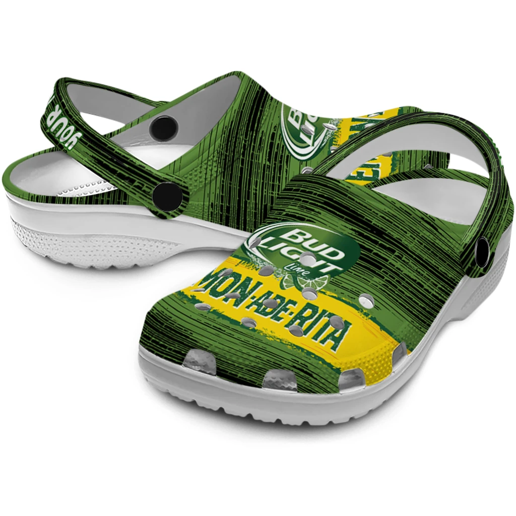 personalized-bud-light-lemonade-rita-green-yellow-clogs-high-quality-hey-clogs.webp