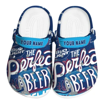 Personalized Bud light The Perfect Beer Blue White Clogs
