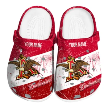 Personalized Budweiser Banner Eagle Red White Clogs