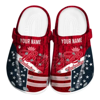 Personalized Budweiser Big B USA Red Navy Clogs