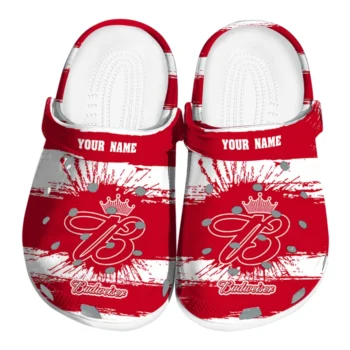 Personalized Budweiser Brush Stripes Red White Clogs