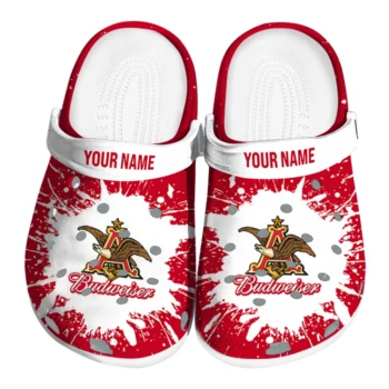 Personalized Budweiser Eagle Brush Red White Clogs