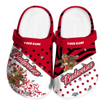 Personalized Budweiser Eagle Crest Red White Clogs