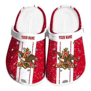 Personalized Budweiser Eagle Logo Red White Clogs