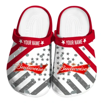 Personalized Budweiser Star Pride Red White Clogs