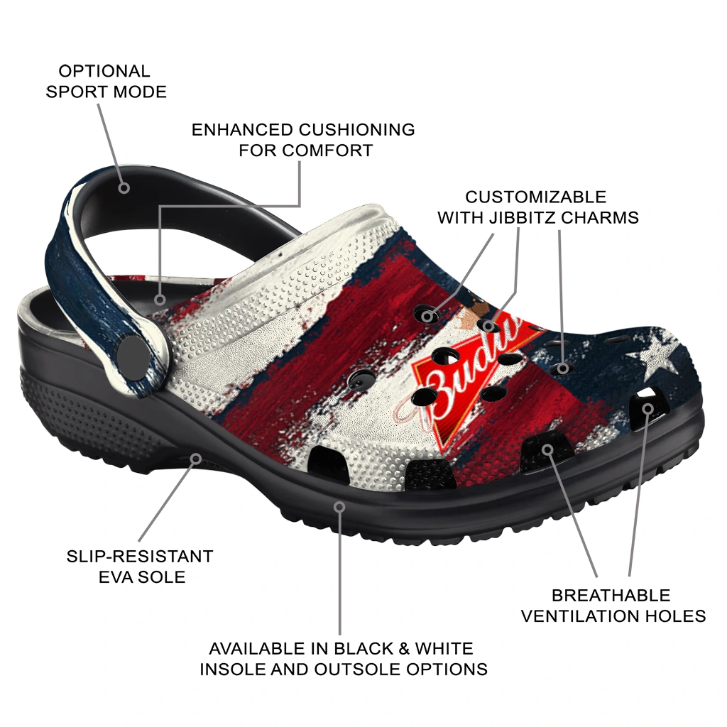 personalized-budweiser-stars-stripes-red-blue-clogs-new-arrival-hey-clogs.webp