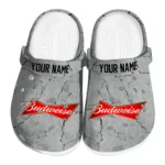 personalized-budweiser-stone-bowtie-gray-red-clogs-best-selling-hey-clogs.webp