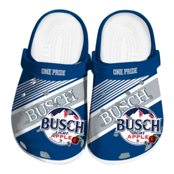 Personalized Busch Light Apple Badge Blue Gray Clogs