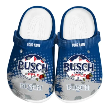 Personalized Busch Light Badge Blue Gray Clogs