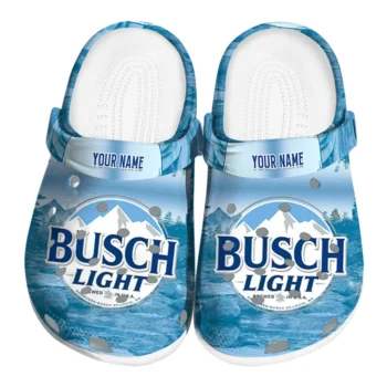 Personalized Busch Light Mountain Crest Blue White Clogs