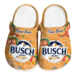 personalized-busch-light-peach-pair-orange-green-clogs-best-selling-hey-clogs.webp