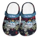 personalized-busch-light-skull-roses-black-red-clogs-best-selling-hey-clogs.webp