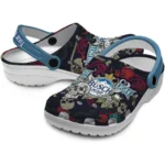 personalized-busch-light-skull-roses-black-red-clogs-best-selling-hey-clogs.webp