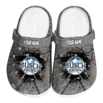 Personalized Busch Light Stone Texture Gray Black Clogs