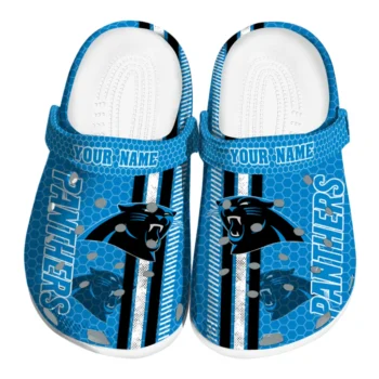 Personalized Carolina Panthers Contrasting Stripes Clogs