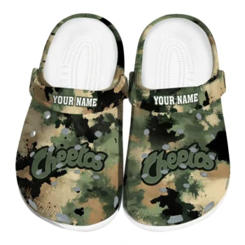 Personalized Cheetos Green Camouflage Green Black Clogs