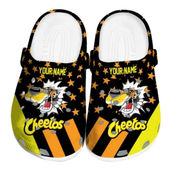 Personalized Cheetos Star Pattern Black Yellow Clogs