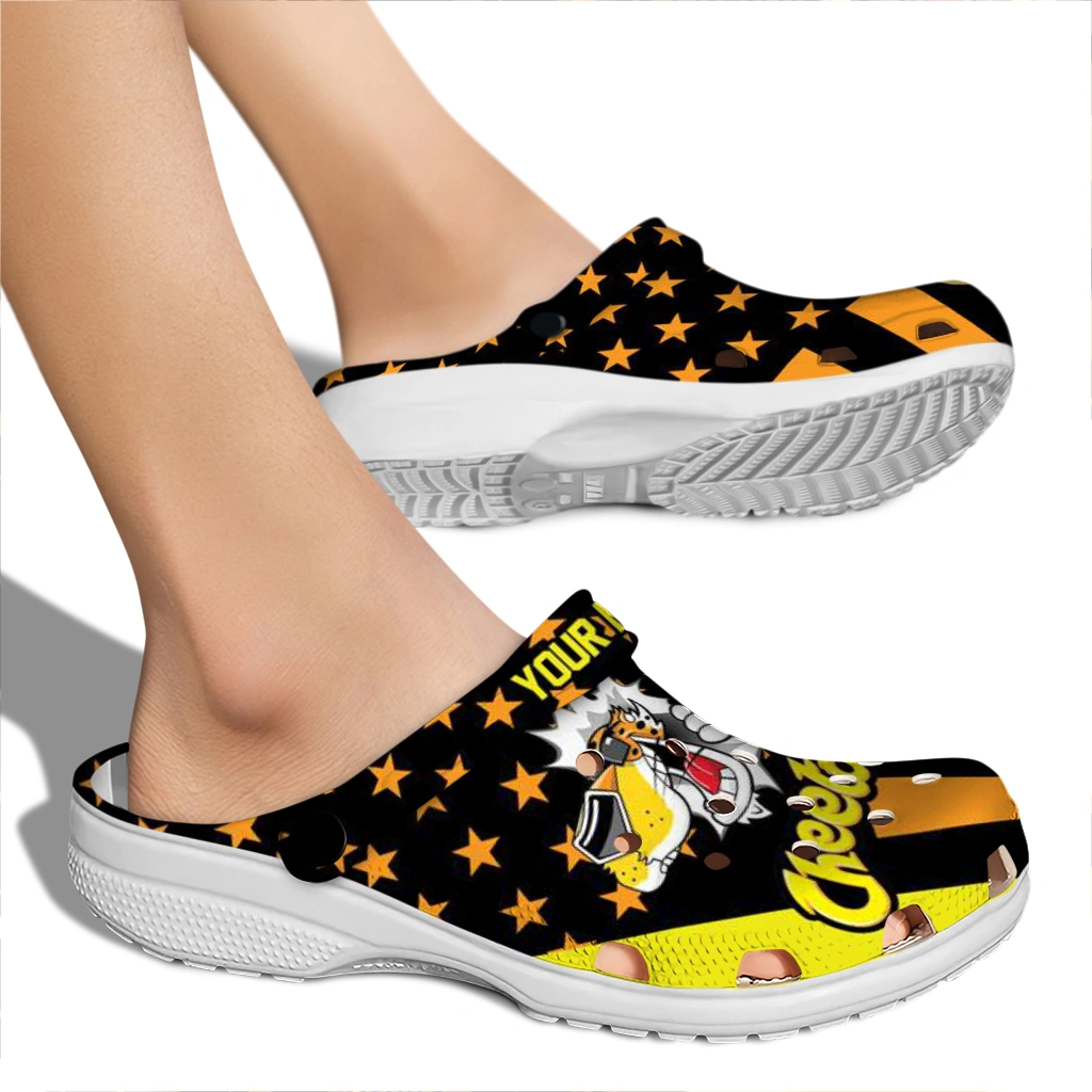 personalized-cheetos-star-pattern-black-yellow-clogs-fashion-forward-hey-clogs.webp