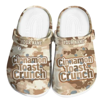 Personalized Cinamon Toast Crunch Beige Camouflage Beige Brown Clogs