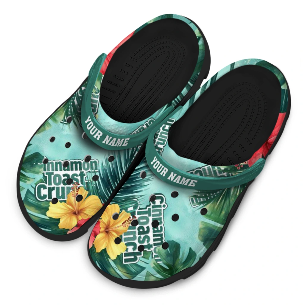 personalized-cinamon-toast-crunch-hibiscus-palm-green-red-clogs-latest-model-hey-clogs.webp