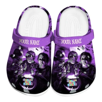 Personalized Cinamon Toast Crunch Horror Trio Purple Black Clogs