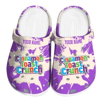 Personalized Cinamon Toast Crunch Icon Purple Beige Clogs