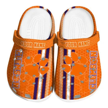 Personalized Clemson Tigers Contrasting Stripes Clogs