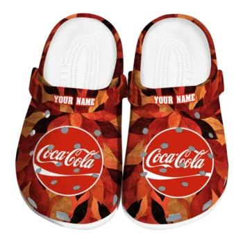 Personalized Coca-Cola Autumn Leaves Red Orange Clogs