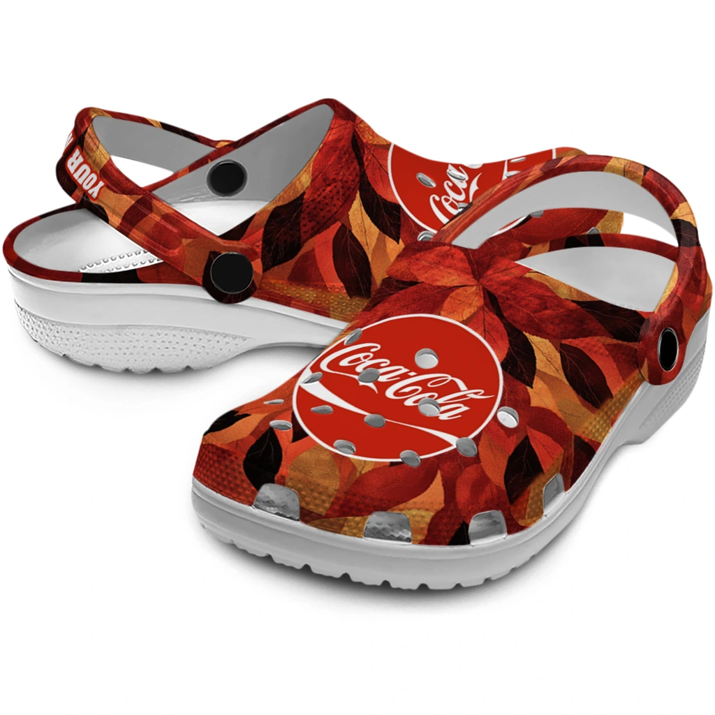 personalized-coca-cola-autumn-leaves-red-orange-clogs-high-quality-hey-clogs.webp