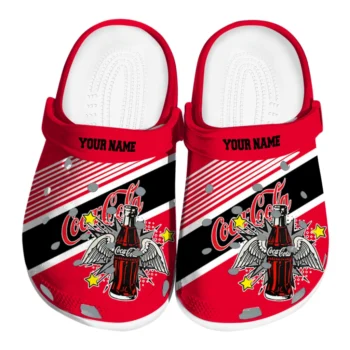 Personalized Coca-Cola Soda Wings Red Black Clogs
